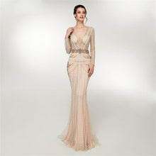 Load image into Gallery viewer, Women&#39;s Elegant Crystal Bead Design Evening Dress