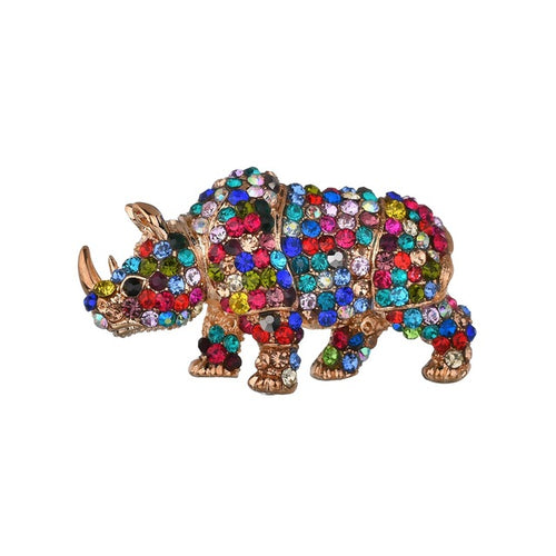 Lovely Multi Colored Rhinoceros Pin Brooch - Ailime Designs