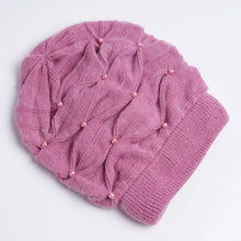 Load image into Gallery viewer, Women&#39;s Pitch Pleated Simulated Pearl Design Knit Caps - Ailime Designs