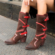 Load image into Gallery viewer, Women&#39;s Cowboy Strap Design Genuine Leather Riding Boots