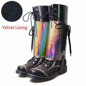 Women's Stir-up Design Genuine Leather Skin Riding Boots