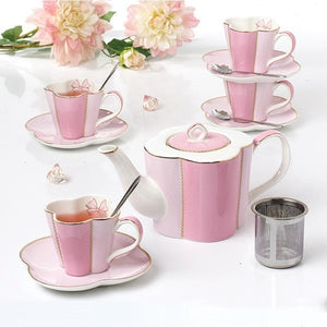 Elegant 11 Pc Porcelain Coffee & Tea Set - Fine Quality Ceramics