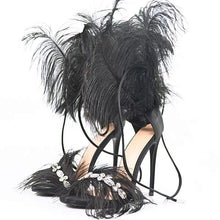 Load image into Gallery viewer, Ostrich Feather Design Sling-back High Heels - Ailime Designs