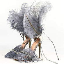 Load image into Gallery viewer, Ostrich Feather Design Sling-back High Heels - Ailime Designs