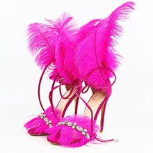 Load image into Gallery viewer, Ostrich Feather Design Sling-back High Heels - Ailime Designs