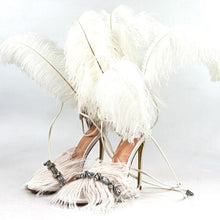 Load image into Gallery viewer, Ostrich Feather Design Sling-back High Heels - Ailime Designs