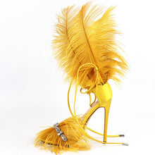 Load image into Gallery viewer, Ostrich Feather Design Sling-back High Heels - Ailime Designs