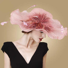 Load image into Gallery viewer, Flowing Feather Design Women&#39;s Beautiful Lovely European Style Wide Brim Hats - Ailime Designs