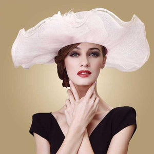 Flowing Feather Design Women's Beautiful Lovely European Style Wide Brim Hats - Ailime Designs