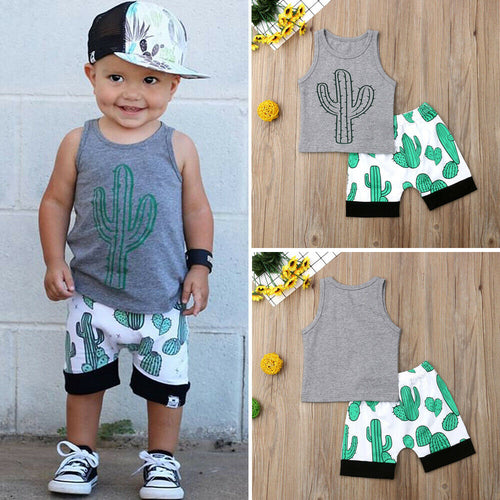 Children's 2pc Cactus Print Design Short Set- Ailime Designs