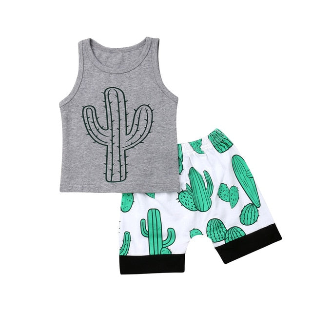 Children's 2pc Cactus Print Design Short Set- Ailime Designs