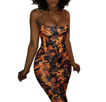 Load image into Gallery viewer, Women&#39;s Sleeveless Spaghetti Strap Camouflage Printed Dresses