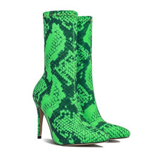 Load image into Gallery viewer, Women&#39;s Stylish Trending Snake Print Design Stretch Ankle Boots