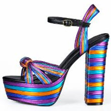 Load image into Gallery viewer, Women&#39;s Stylish Rainbow Strap Ankle Design Platform Heels