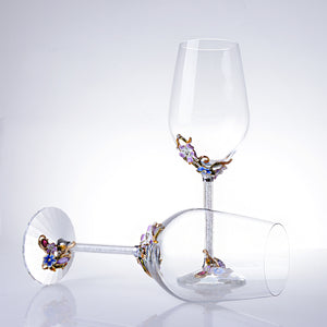 Elegant Embossed Floral Champagne & Wine Flute Glasses - Ailime Designs