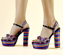 Load image into Gallery viewer, Women&#39;s Stylish Rainbow Strap Ankle Design Platform Heels