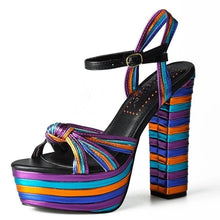 Load image into Gallery viewer, Women&#39;s Stylish Rainbow Strap Ankle Design Platform Heels