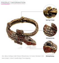 Load image into Gallery viewer, Crocodile Design Crystal Inlay Wrap Arm Bracelets - Ailime Designs