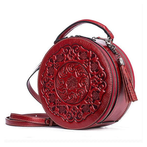 Women's Elegant Embossed Oval Messenger Shoulder Bag - Ailime Designs