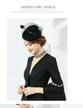 Load image into Gallery viewer, Women&#39;s Elegant Pill Box Design Fascinator Hats w/ Arrow Feather - Ailime Designs