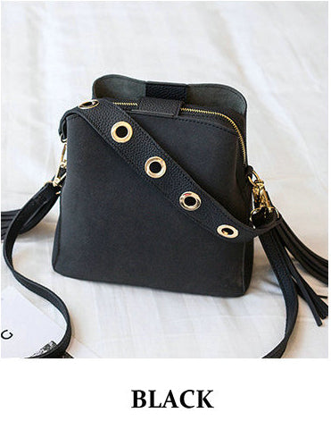 Women's Small High Quality PU Leather Tassel Trim Purses