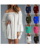 Load image into Gallery viewer, Plus Size Diva Ladies Bandeau Shoulders Shirt Dress w/ Full Wide Sleeves - Ailime Designs