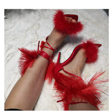 Load image into Gallery viewer, Red Sexy Feather Design High Heels - Ailime Designs