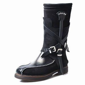 Women's British Style Genuine Leather Skin Riding Boots