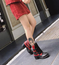 Load image into Gallery viewer, Women&#39;s Block Print Design Genuine Leather Ankle Boots